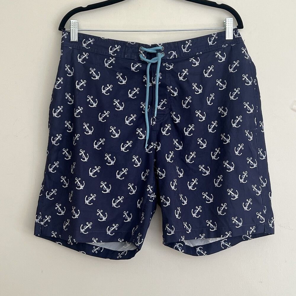trunks surf and swim co mens swim shorts liner blue anchors nautical sailing L